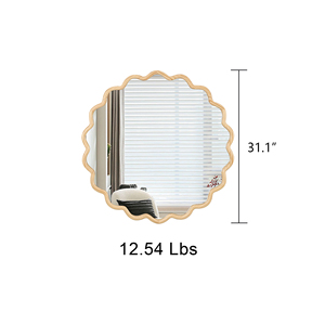Espejo Ondulado de Madera Maciza - Espejo de Vanidad de Madera Natural para Decoración de Pared <span class=keywords><strong>31</strong></span>" X <span class=keywords><strong>31</strong></span>" Espejo Moderno para Decoración de Pared - Product Image 4