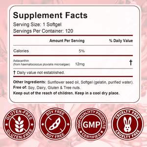 תוסף תזונה טבעי נוגד חמצון בכמוסות רכות 12 מיליגרם אסטקסנטין, כמוסות רכות לבריאות העיניים, המפרקים והעור - Product Image 2