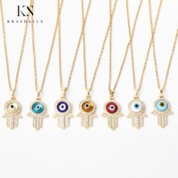 Acier inoxydable Multi Couleur Turc Oeil Clé Forme Pendentif Populaire Nouvelle Arrivée Marque Zircon Designer De Luxe Collier