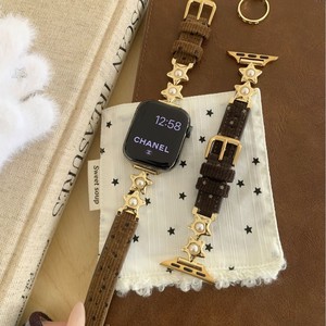 Bracelet de montre en velours côtelé Pearl Star pour Apple Watch 456789S10, 14 mm, avec breloque et boucle en métal - Product Image 4