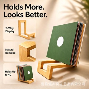 Wooden <b>Record</b> Storage Rack Solid Wood Desktop Organizer For Vinyl CDs Books Multipurpose Display <b>Stand</b> - Product Image 4