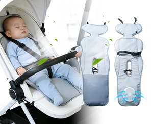 <span class=keywords><strong>Funda</strong></span> de Asiento Refrigerante para Bebé, Alfombrilla para Cochecito, Almohada para Recién Nacido, Forro para Cochecito, Ventilador Doble Inalámbrico con Pantalla - Product Image 1