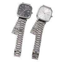 Montre de couple 2 pièces/ensemble, montre carrée tendance pour homme, montre à quartz analogique, montres de travail pour homme, cadeau, reloj hombre, sans boîte