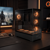 Boîtier d'ordinateur ATX noir TDB1301, boîtier de PC de jeu en verre trempé