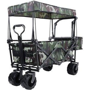 高品質トロリーカートポータブル折りたたみワゴンヘビーデューティースチールメッシュキッズ折りたたみメタルビーチワゴン