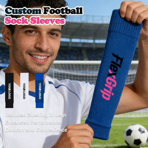 أكمام جوارب كرة القدم المخصصة فليكس جريب مع شعار، ضاغطة ومسامية وماصة للعرق، للاستخدام السفلي كواقي للساقين - Product Image 1