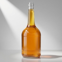 Botella de Vidrio Redonda de 750 ml para Brandy, Whisky, Tequila y Licores, Botella de Vidrio Vacía para Bebidas Espirituosas, con Tapa de Rosca y Logotipo Personalizado