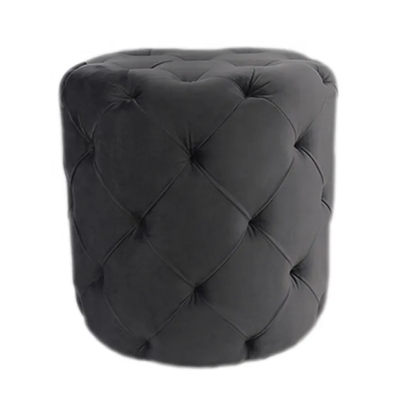 HStex 2020 Custom living furniture sitting button dressing stool folding fancy poof ottoman