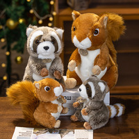 Jouet écureuil raton laveur en peluche animaux sauvages réalistes multi-articles