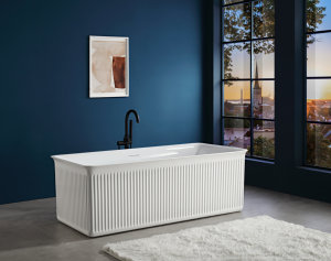 Baignoire carrée en acrylique, baignoire autoportante en acrylique blanc pur pour salle de bain - Product Image 2