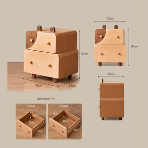 <span class=keywords><strong>Comodino</strong></span> <span class=keywords><strong>per</strong></span> Bambini a Forma Carina, Tavolino da Notte Montessori in Legno con 2 Cassetti Portaoggetti - Product Image 6