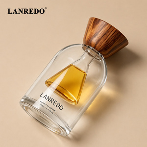 Hot Sale Luxury Niche clear perfume Bottle 50ml 100ml Creative Double Wall Glass Perfume Bottle with Wood Cap - Product Image 2