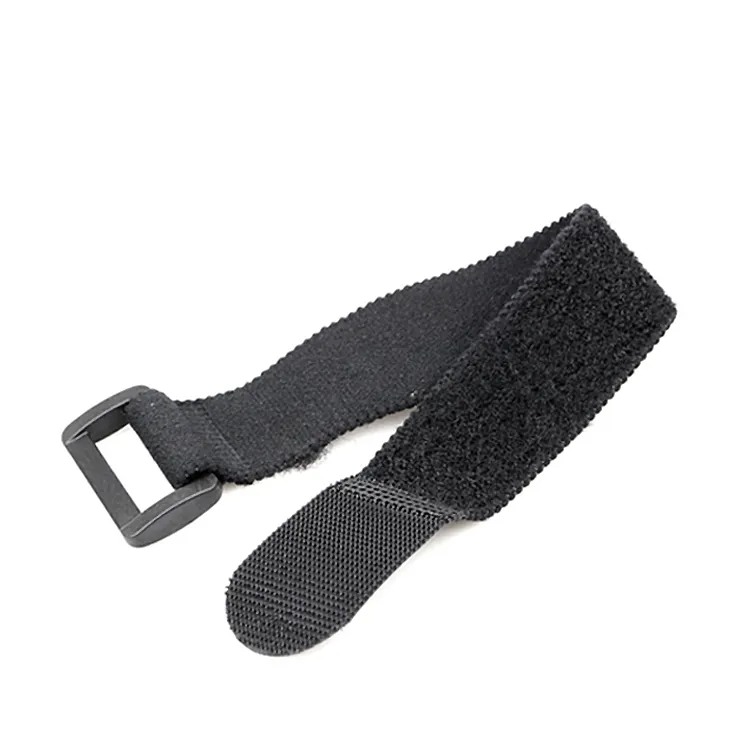 Medical and sport Elastic band soft loop strap with hook in the end hook and loop metal plastic buckle elastic strap