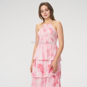 Robe d'été élégante personnalisable pour femme, à bretelles spaghetti, sans manches, à volants, imprimée et dos nu - Product Image 5