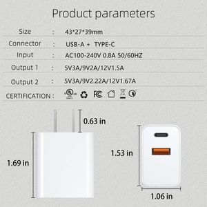 Original Charger logo Custom 20w Pd Usb c Dual Port Pd Wall Charger US EU UK Block Plug 20w Pd Wall Charger With <b>Cable</b> - Product Image 3