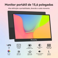 Monitor Portátil Profesional de 15.6 Pulgadas, SRGB 100, Ultrafino, Extensor de Pantalla para Laptop, IPS Full HD, Tipo-C, Batería de 4000mAh, para Oficina