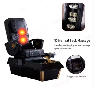 Muebles de Salón de Belleza de Lujo, Silla de Manicura de Cuero PU, Silla de Pedicura Eléctrica con Masaje sin Tuberías, Mesa de Masaje Negra Moderna - Product Image 5