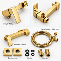 Ensemble de pulvérisateur de bidet portatif en or brossé, alliage de zinc, cartouche en céramique, pulvérisateur de toilette mural pour la vente en gros OEM ODM