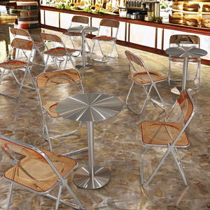 Chaise de salle à manger pliante en acier inoxydable de style industriel moderne pour café, hôtel, école, salon de thé, pâtisserie, appartement - Product Image 2