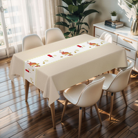 Nappe carrée anti-rayures gris clair RNPT à motif de perches, résistante aux taches, motif floral, pour dîner en famille