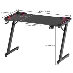 Table de jeu noire moderne en acrylique pour jambes Bureau Rocksolid <span class=keywords><strong>Gamer</strong></span> avec éclairage LED Table de jeu allemande Bureau de jeu en forme de Z - Product Image 4