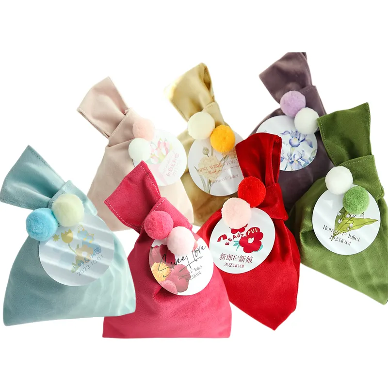 Aanpasbare Fluwelen Cadeauzakverpakking Voor Bruiloftsgunsten Voor Gasten Moederdag Babyshower Snoep Cosmetica Sieradenpakket
