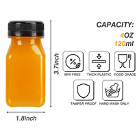 4oz 120ml mini bouteille de jus en plastique carrée transparente vide bouteilles transparentes réutilisables pour jus de fruits smoothies boisson réfrigérateur
