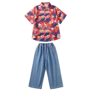 Conjunto de Disfraz de Jazz para Niños y Niñas - Camisa Hawaiana con Estampado Floral + Pantalones Anchos para Baile Callejero, Recital, Carnaval, Poliéster - Product Image 5