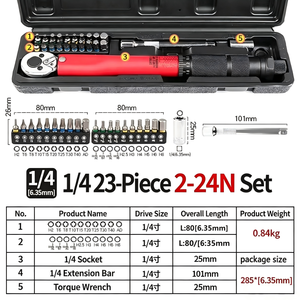 Jeu de clés dynamométriques 23 pièces 2-24 Nm en acier au chrome-vanadium avec affichage de la force de serrage pour kit d'outils de réparation de vélos - Product Image 5