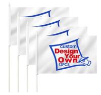 Drapeau miniature personnalisé avec votre propre logo, texte et design, avec bâton en plastique