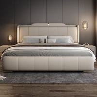 Ensemble de lit en cuir économique - Cadre de lit double 180*200 avec rangement (option Queen/King)