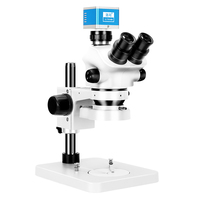 Microscope stéréoscopique binoculaire SZM7050 7X-50X avec support de bureau et éclairage annulaire 10W pour la réparation de cartes de circuits et la micro-soudure