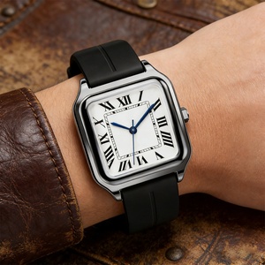 Montre à quartz à chiffres arabes, en acier inoxydable, alliage, rectangulaire, étanche, 30 mm, aiguilles, mode, sport, montre pour homme, montre de business - Product Image 6