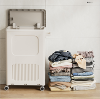 Vente en gros Panier à linge pliable en plastique PP Panier à linge avec roulettes Boîte de salle de bain Conteneur pour vêtements Jouets Pliable