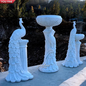Pot de fleurs de paon sculpté à la main, Sculpture de personnages, grand Vase de planteur en marbre, grands Pots de fleurs - Product Image 3