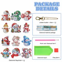 Kit de mosaïque diamantée DIY pour porte-clés de Noël, ornement suspendu, pendentif décoratif en strass, motif dessin animé