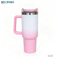 Bouteille d'eau isotherme SCCFMM 40oz en acier inoxydable avec revêtement par sublimation, tasse de voiture à isolation sous vide, gobelets thermiques vierges pour impression par transfert thermique
