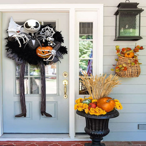 <span class=keywords><strong>Halloween</strong></span> Horror puntelli festa di festa <span class=keywords><strong>scheletro</strong></span> spaventoso ghirlanda di zucca decorativa porta d'ingresso appesa ghirlanda di <span class=keywords><strong>Halloween</strong></span> - Product Image 2