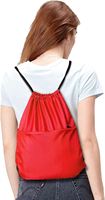 Sac à dos unisexe en polyester imperméable avec cordon de serrage et fermeture éclair, idéal pour le voyage, le fitness et le camping, rouge, tendance