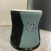Fauteuil en cuir gris de luxe avec logo doré en relief-Design moderne pour le salon