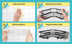Nouveau ménage haute qualité salle de bain noir coin douche organisateur mural porte-<span class=keywords><strong>savon</strong></span> panier étagères organisateur de stockage - Product Image 2