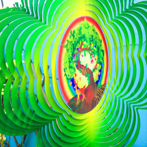 Reusable Sublimation 3D <b>Solar</b> Powered LED <b>Lighted</b> Metal Wind Spinner Blanks 12 Inch Flower Design Laser Cut Machine - Product Image 5