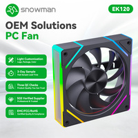Ventola per Case PC Gaming SNOWMAN EK120-ARGB-BK 120mm Nera ARGB con Cuscinetto a Fluido, 20dBA Bassa Rumorosità, PWM 5V, Sincronizzazione Indirizzabile, Daisy Chain