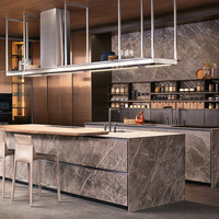 MEGA kustom mewah desain Modern lemari dapur Australia penuh lemari dapur lemari pulau Set kabinet MDF PVC kaca