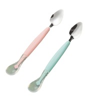 Creatieve Bulk Kinderbestekset 304 Roestvrij Staal Dubbele Eindspatel Lepel Fruitpuree Lepel voor Restaurant Dessertbenodigdheden
