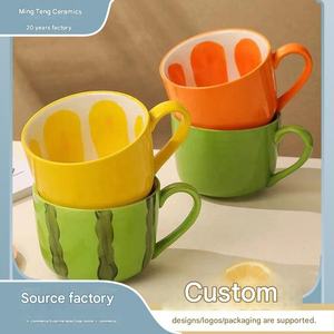 Mug à café en céramique classique à motif pastèque, design <span class=keywords><strong>fruit</strong></span> mignon, grande capacité, idéal pour les fêtes de filles - Product Image 2