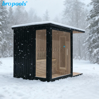 Sauna sec en cèdre rouge moderne, design intérieur-extérieur, combinaison douche, poêle à infrarouge lointain, sauna extérieur