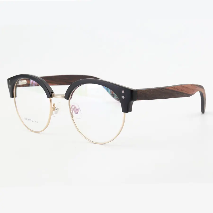 कस्टम लकड़ी के फ्रेम के साथ लकड़ी एसीटेट चश्मा फ्रेम नेत्र चश्मा स्पष्ट लेंस