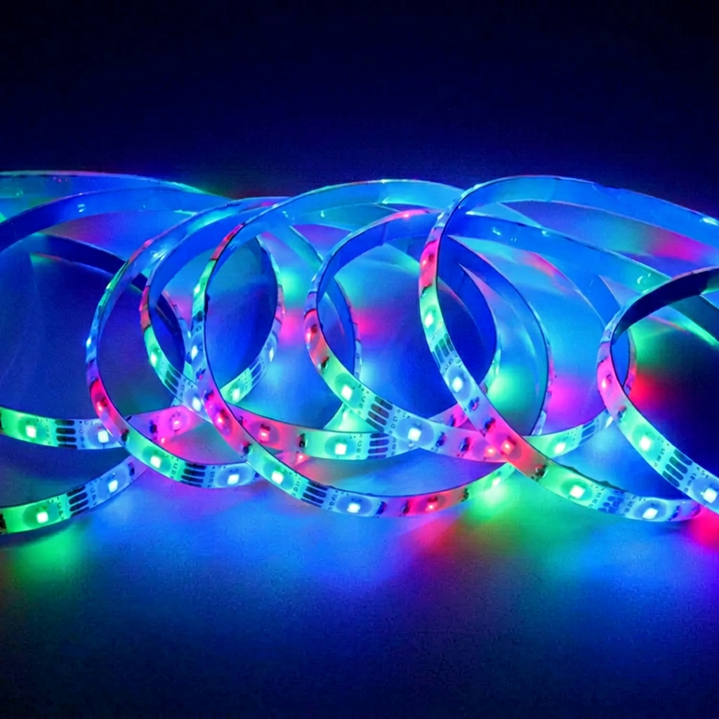 Non-Waterproof 5050 RGB LED Strip Light 12V 5M 60 LEDs Flexible for Indoor TV Backlight Home Decoration