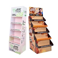 Présentoir de sol en carton ondulé personnalisé pour snacks, barres énergétiques, présentoir PDQ, étagère de présentation en carton pour supermarché